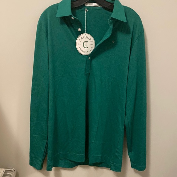Criquet Shirts Nwt Criquet Mens Long Sleeve Polo Green Golf Shirt